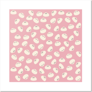 Cute Dumplings Print on Pink Background Posters and Art